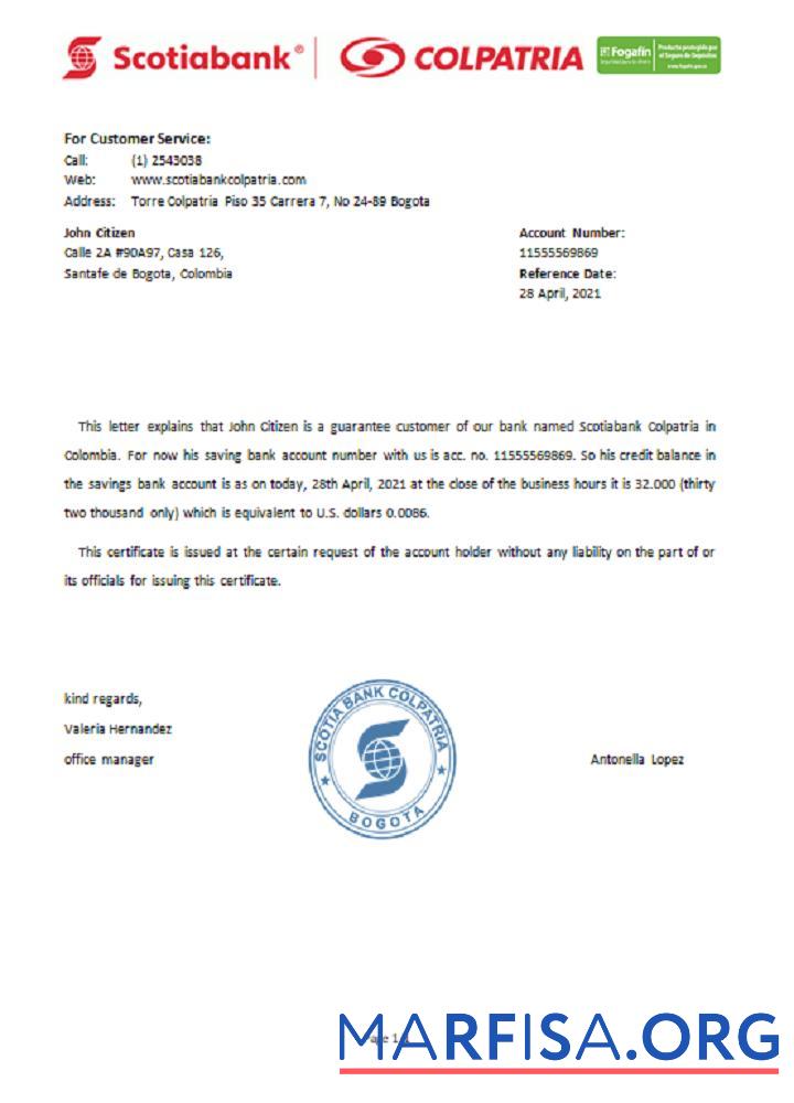 Blank Colombia Scotiabank Colpatria reference example